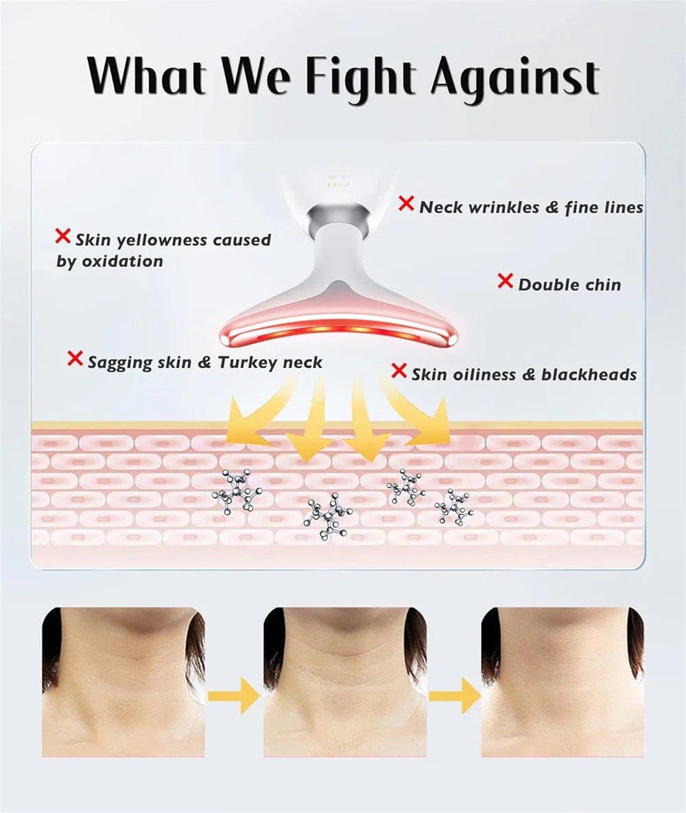 Neck Face Lifter EMS Neck Face Lifting Massager Skin Tighten Device LED Photon Therapy Anti Wrinkle Double Chin Remover 7 Modes