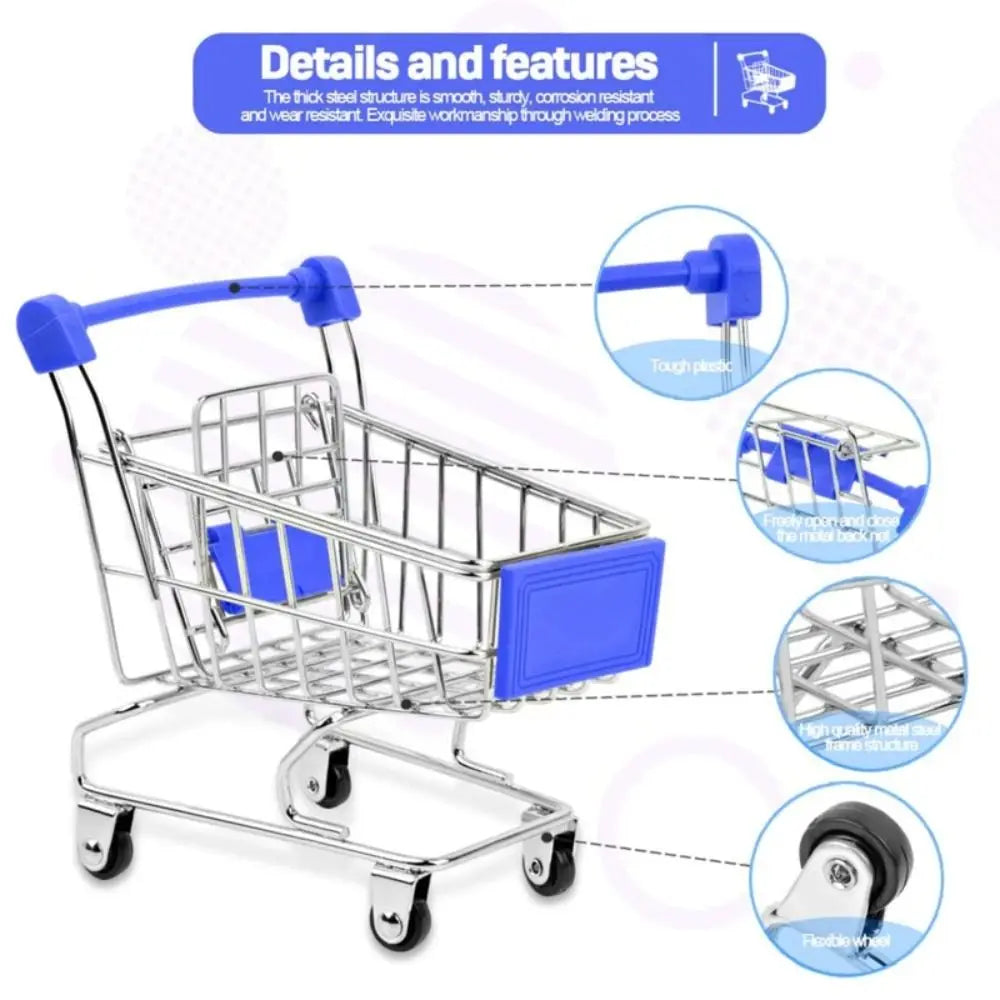 Mini Supermarket Shopping Trolley Cart Desktop Model Children's Toys Home Decoration Miniature