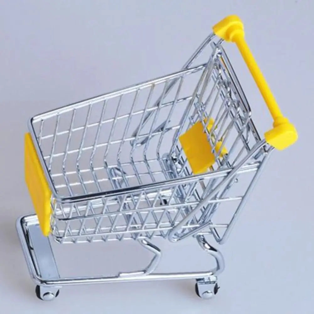 Mini Supermarket Shopping Trolley Cart Desktop Model Children's Toys Home Decoration Miniature