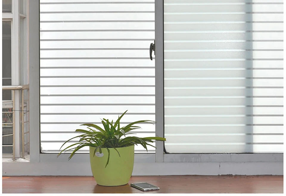 Width 30/45/60/90 cm Frosted Opaque Glass Window Film Privacy Glass Stickers Home Decor White Stripe Window Vinyl for Office