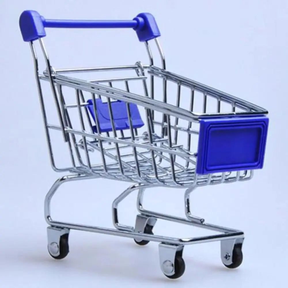 Mini Supermarket Shopping Trolley Cart Desktop Model Children's Toys Home Decoration Miniature