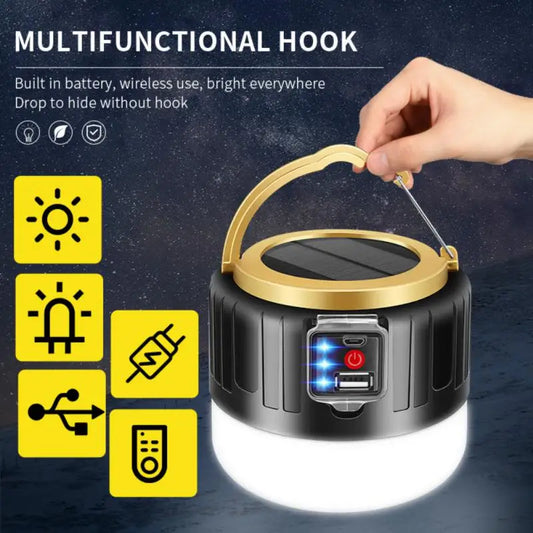 High Power Solar LED Camping Light USB Rechargeable Bulb For Outdoor Tent Lamp Portable Lantern Emergency Lights For BBQ Hiking