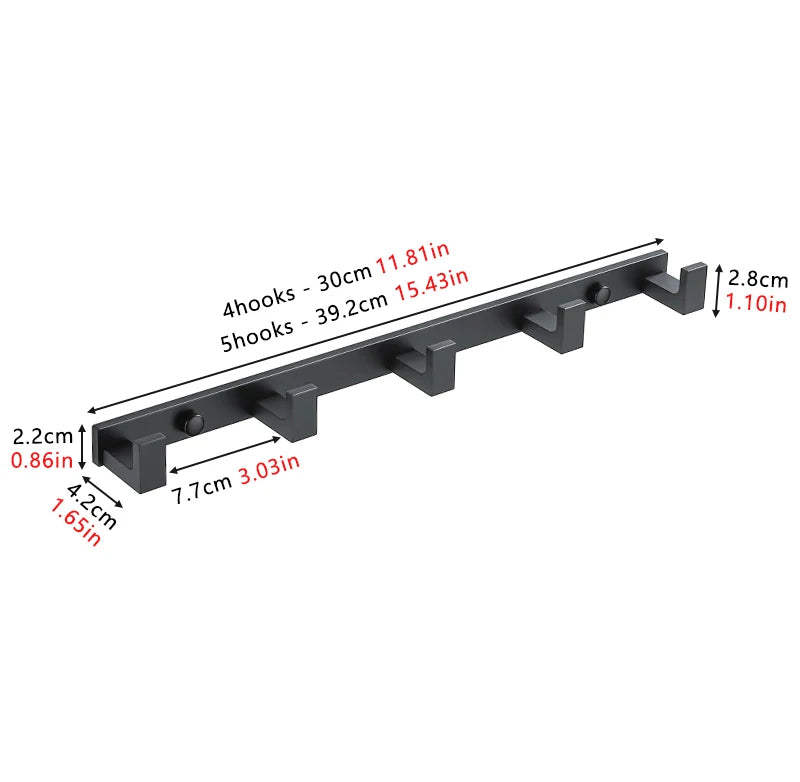 Household Wall Coat Rack Black Hooks For Hangging Clothes Towel Hanger Bathroom Robe Hook Heavy Duty Kitchen Accessories