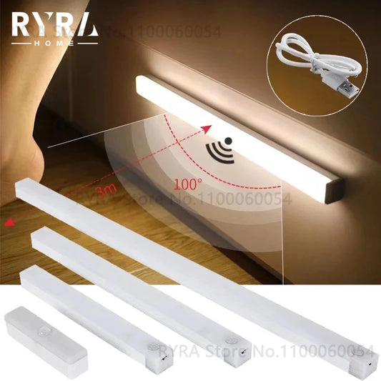 Night LightMotion Sensor Wireless LED Mini Light USB Rechargeable Wardrobe Cabinet Bedside Lamp For Home Kitchen Bedroom