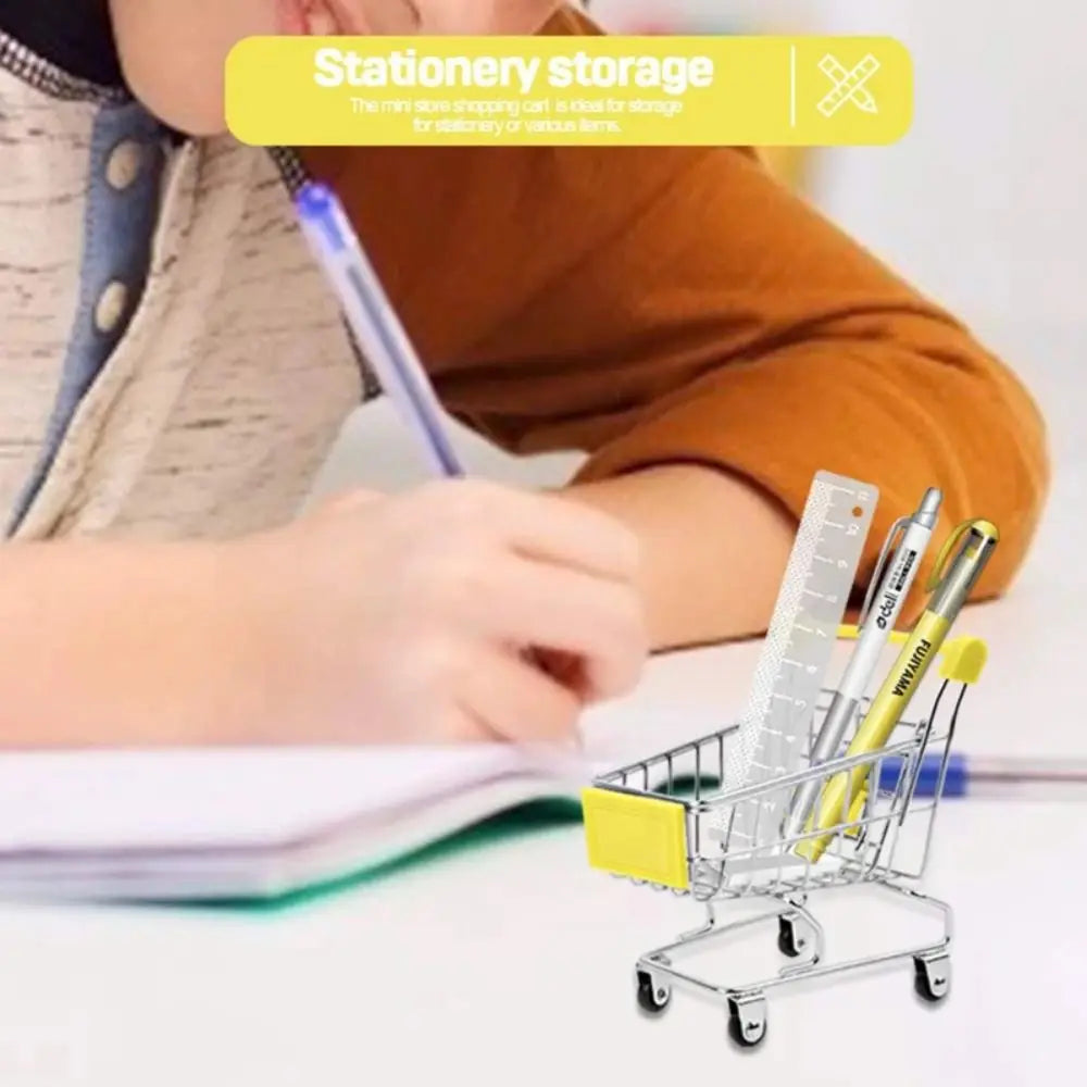 Mini Supermarket Shopping Trolley Cart Desktop Model Children's Toys Home Decoration Miniature