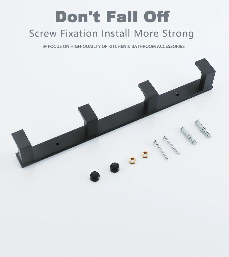 Household Wall Coat Rack Black Hooks For Hangging Clothes Towel Hanger Bathroom Robe Hook Heavy Duty Kitchen Accessories