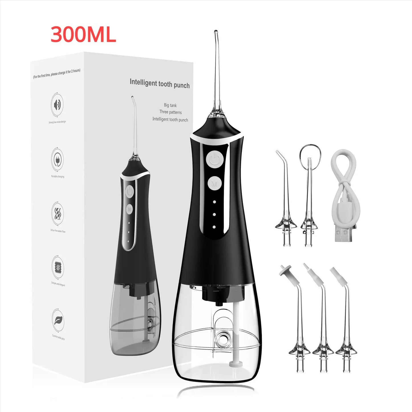 Portable Oral Irrigator Water Flosser Dental Water Jet Tools Pick Cleaning Teeth 300ML 5 Nozzles Mouth Washing Machine Floss