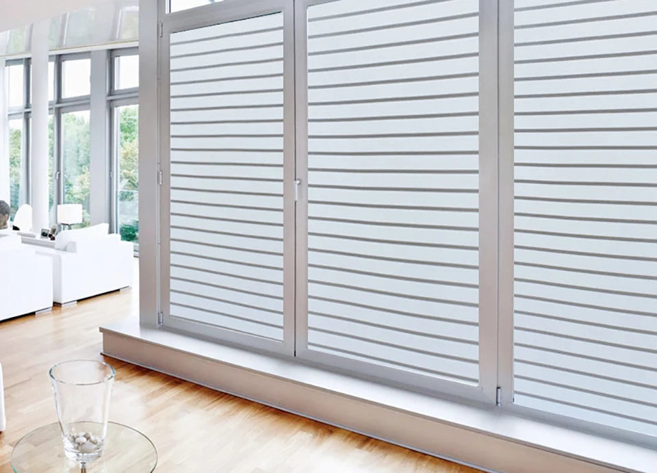 Width 30/45/60/90 cm Frosted Opaque Glass Window Film Privacy Glass Stickers Home Decor White Stripe Window Vinyl for Office