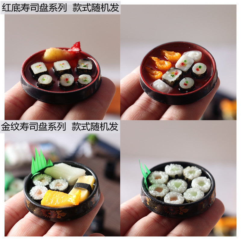 Mini Japanese Sushi Lunch Dish Suits Dollhouse Miniature Items Sushi Set Chopsticks Wine BJD Doll House Kitchen Accessories Food