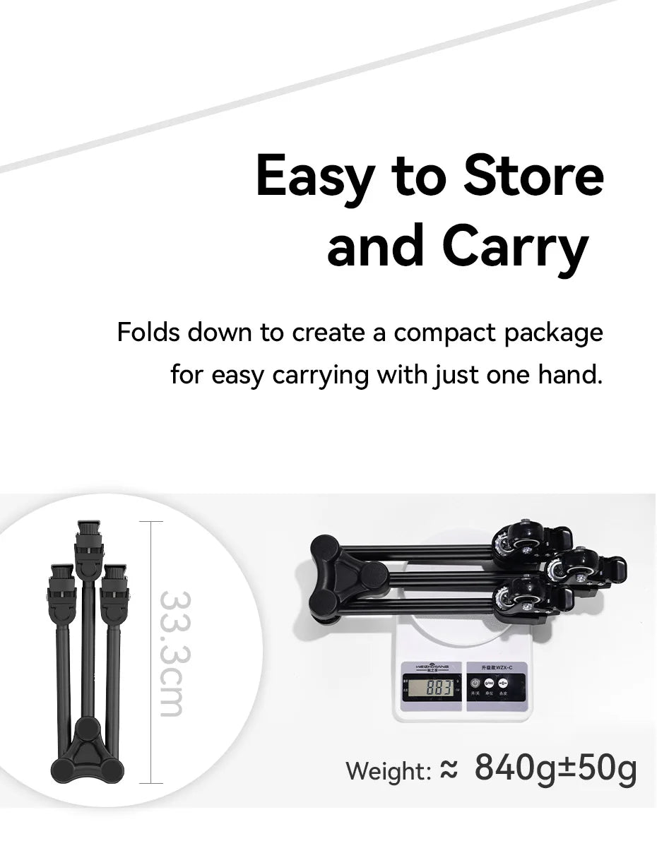 Ulanzi AT-02 Portable Tripod Dolly Kit Quick-moving Tripod Light Stand for Camera Fill Light for Vlog Video Recording
