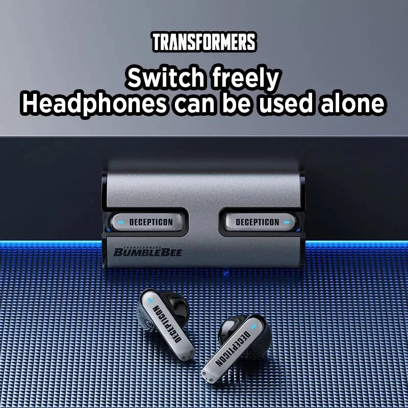 Transformers TF-T02 Earphones Bluetooth 5.3 Wireless TWS Sport Headphones Gaming Headset Dual Modes with Mic Cool Earbuds