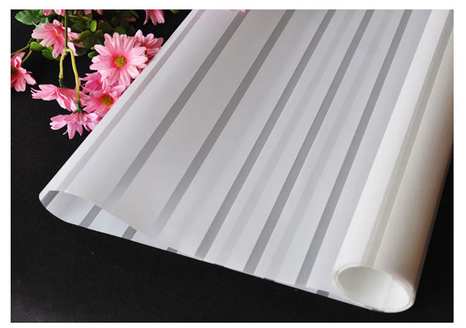 Width 30/45/60/90 cm Frosted Opaque Glass Window Film Privacy Glass Stickers Home Decor White Stripe Window Vinyl for Office