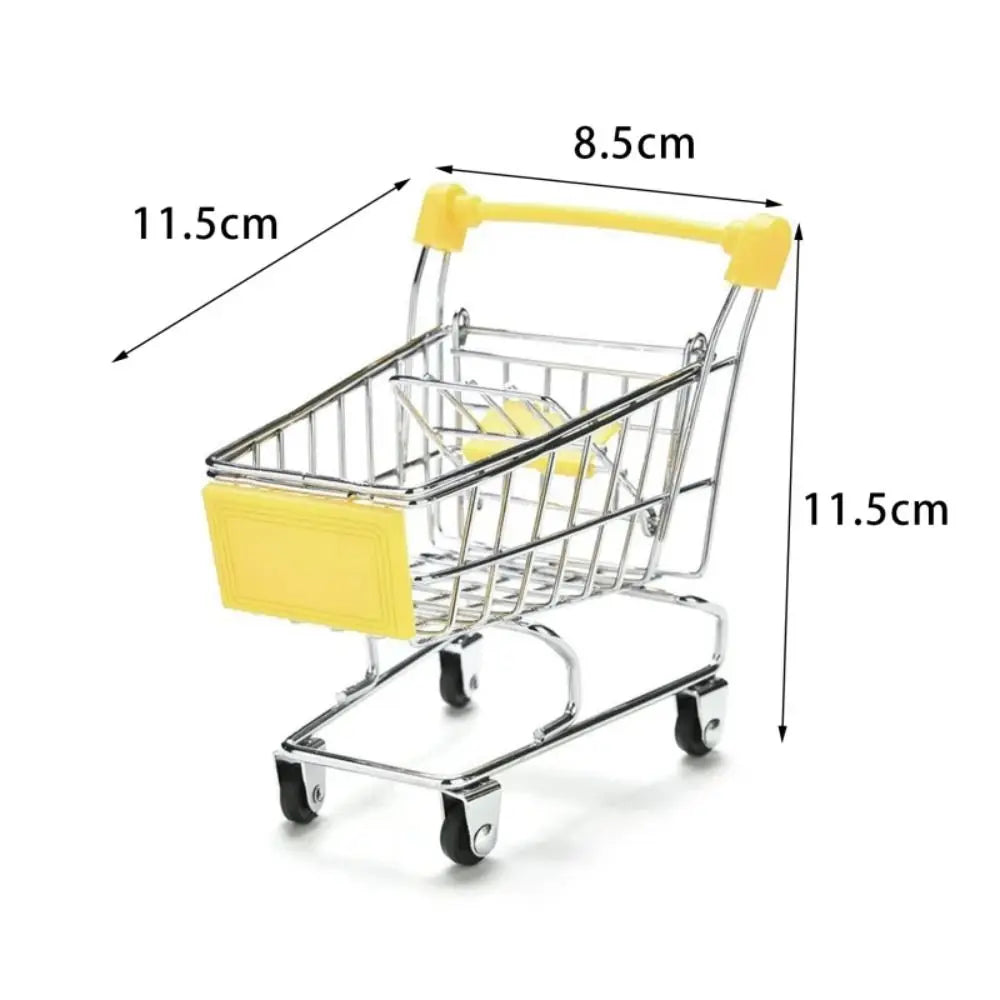 Mini Supermarket Shopping Trolley Cart Desktop Model Children's Toys Home Decoration Miniature