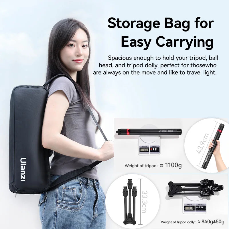Ulanzi AT-02 Portable Tripod Dolly Kit Quick-moving Tripod Light Stand for Camera Fill Light for Vlog Video Recording