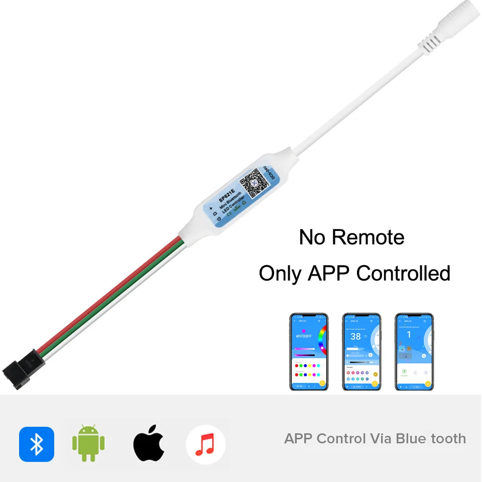 Mini Music Bluetooth Controller DC5V-24V SP621E WS2812B Controller WS2812 WS2811 Piexls Addressable LED Strip Light IOS Android
