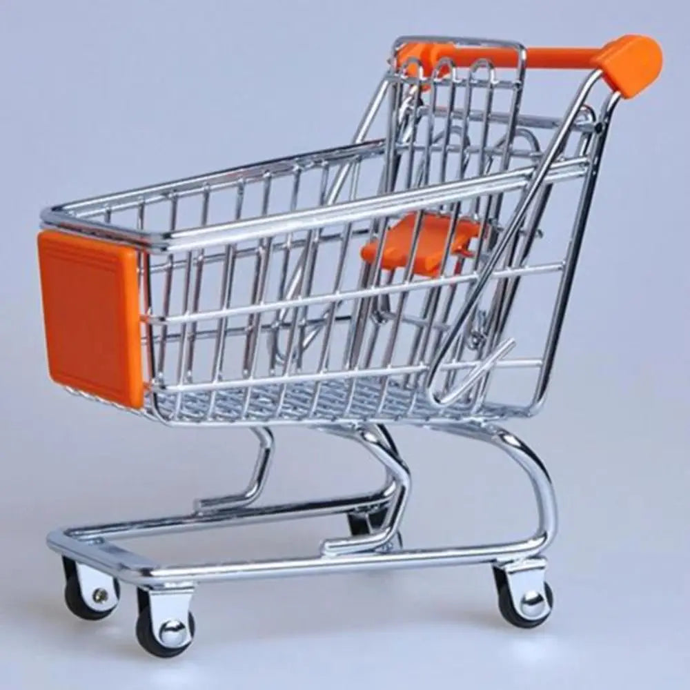 Mini Supermarket Shopping Trolley Cart Desktop Model Children's Toys Home Decoration Miniature