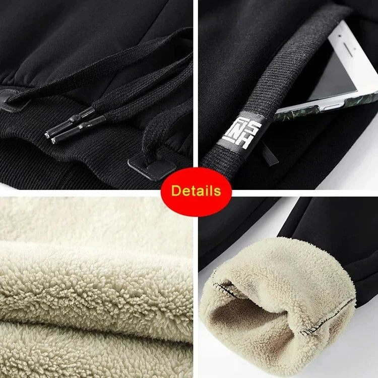 Winter Men's Sweatpants Thick Warm Fleece Joggers Sportswear Zip Pockets Cotton Casual Track Pants Plus Size 6XL 7XL 8XL