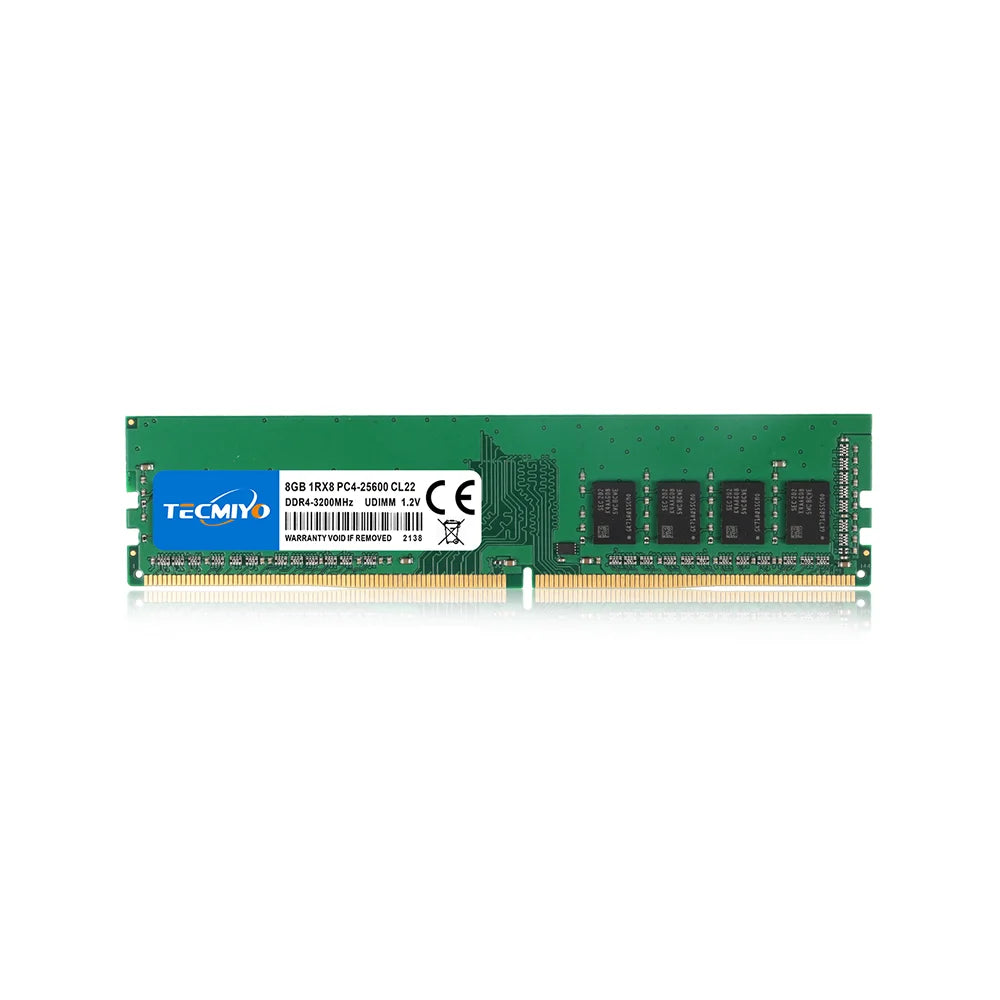 TECMIYO DDR4 8GB Desktop RAM 2133 2400 2666 3000 3200 3600 1RX8 PC4 DIMM Memory Support ddr4 Motherboard -1PC Green