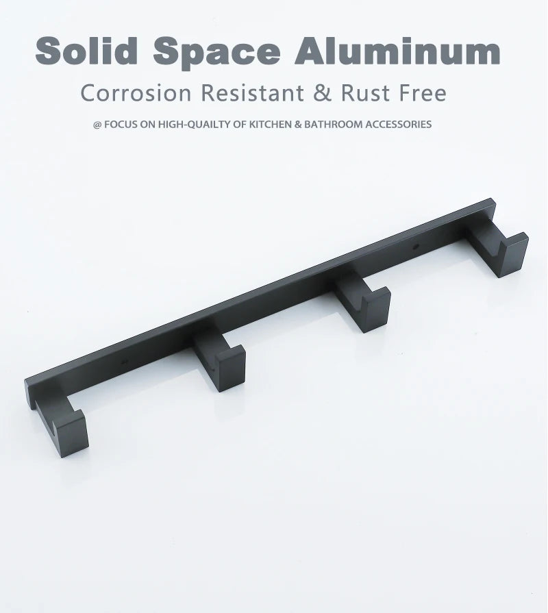 Household Wall Coat Rack Black Hooks For Hangging Clothes Towel Hanger Bathroom Robe Hook Heavy Duty Kitchen Accessories