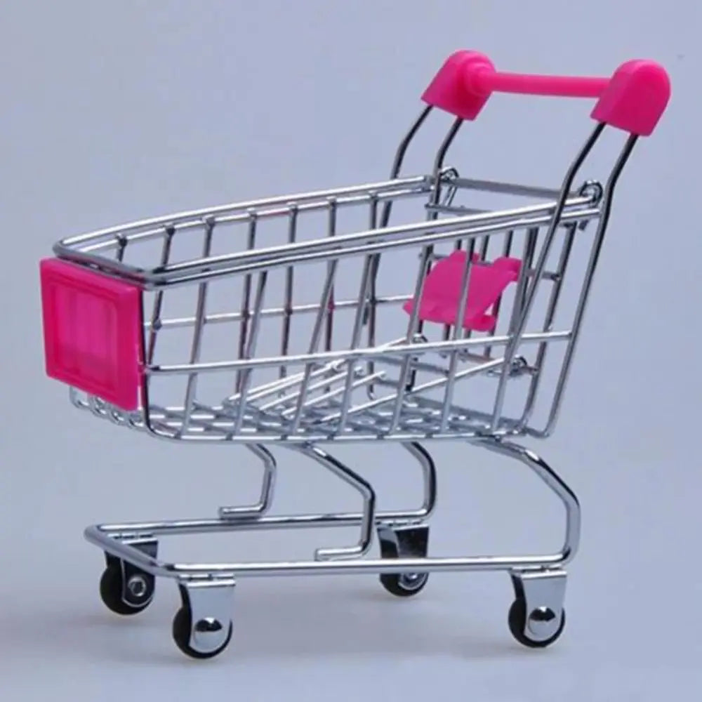 Mini Supermarket Shopping Trolley Cart Desktop Model Children's Toys Home Decoration Miniature