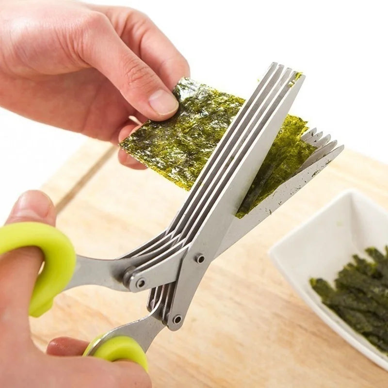 Muti-Layers Kitchen Scissors Stainless Steel Vegetable Cutter Scallion Herb Laver Spices cooking Tool Cut Kitchen Accessories