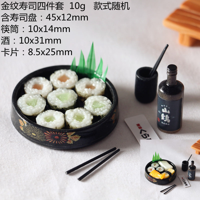 Mini Japanese Sushi Lunch Dish Suits Dollhouse Miniature Items Sushi Set Chopsticks Wine BJD Doll House Kitchen Accessories Food