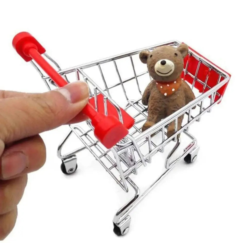 Mini Supermarket Shopping Trolley Cart Desktop Model Children's Toys Home Decoration Miniature