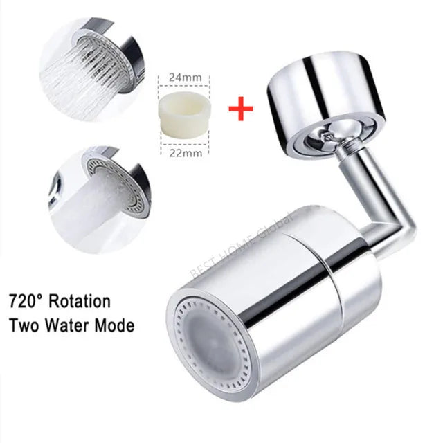New Universal Metal Copper Faucet Spray Head Tap Extension 1440° Rotation Kitchen Faucet Aerator Extender 1080° Sink Sprayer