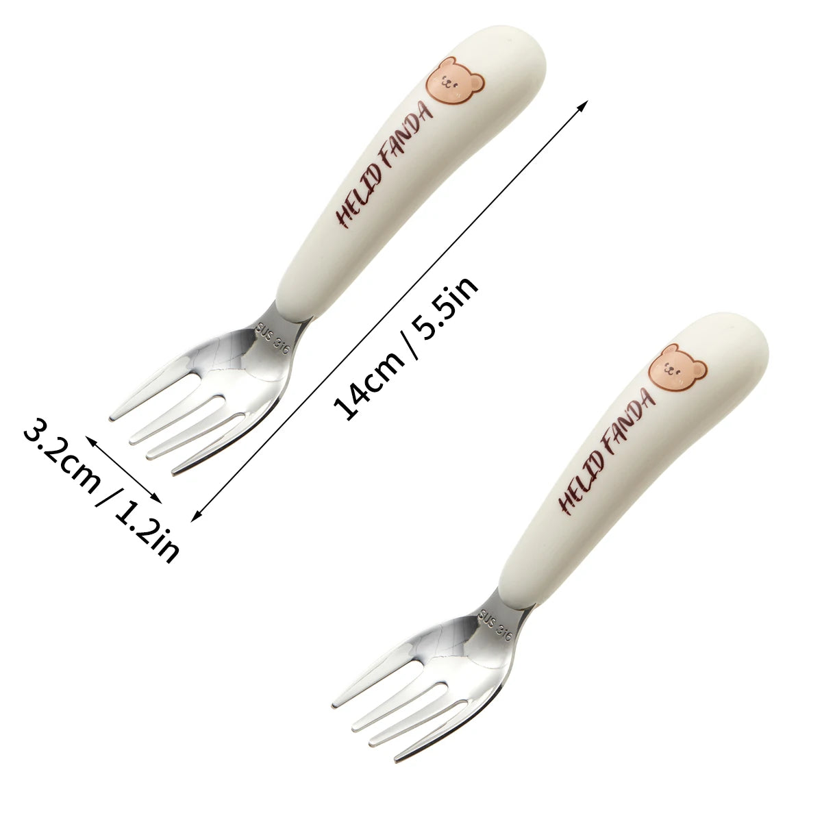 WORTHBUY Kid Spoon Fork Chopsticks 316 Stainless Steel Cutlery Set Cute Tableware Set Kitchen Children Food Feeding Dining Set