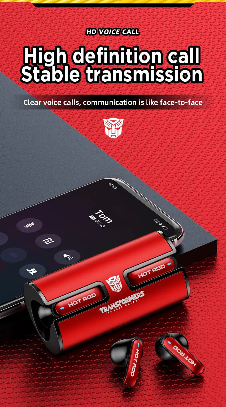 Transformers TF-T02 Earphones Bluetooth 5.3 Wireless TWS Sport Headphones Gaming Headset Dual Modes with Mic Cool Earbuds