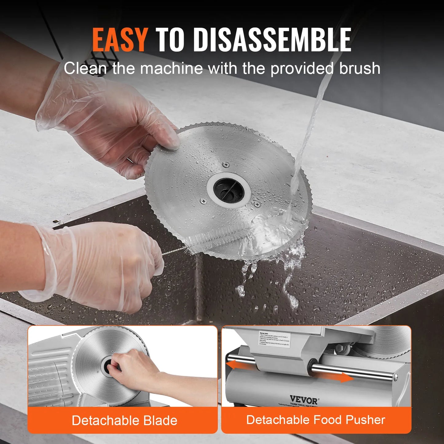 VEVOR Meat Slicer, 180W Electric Deli Food Slicer with 7.5" SUS420 Stainless Steel Blade, 0 - 0.6 inch Adjustable Thickness