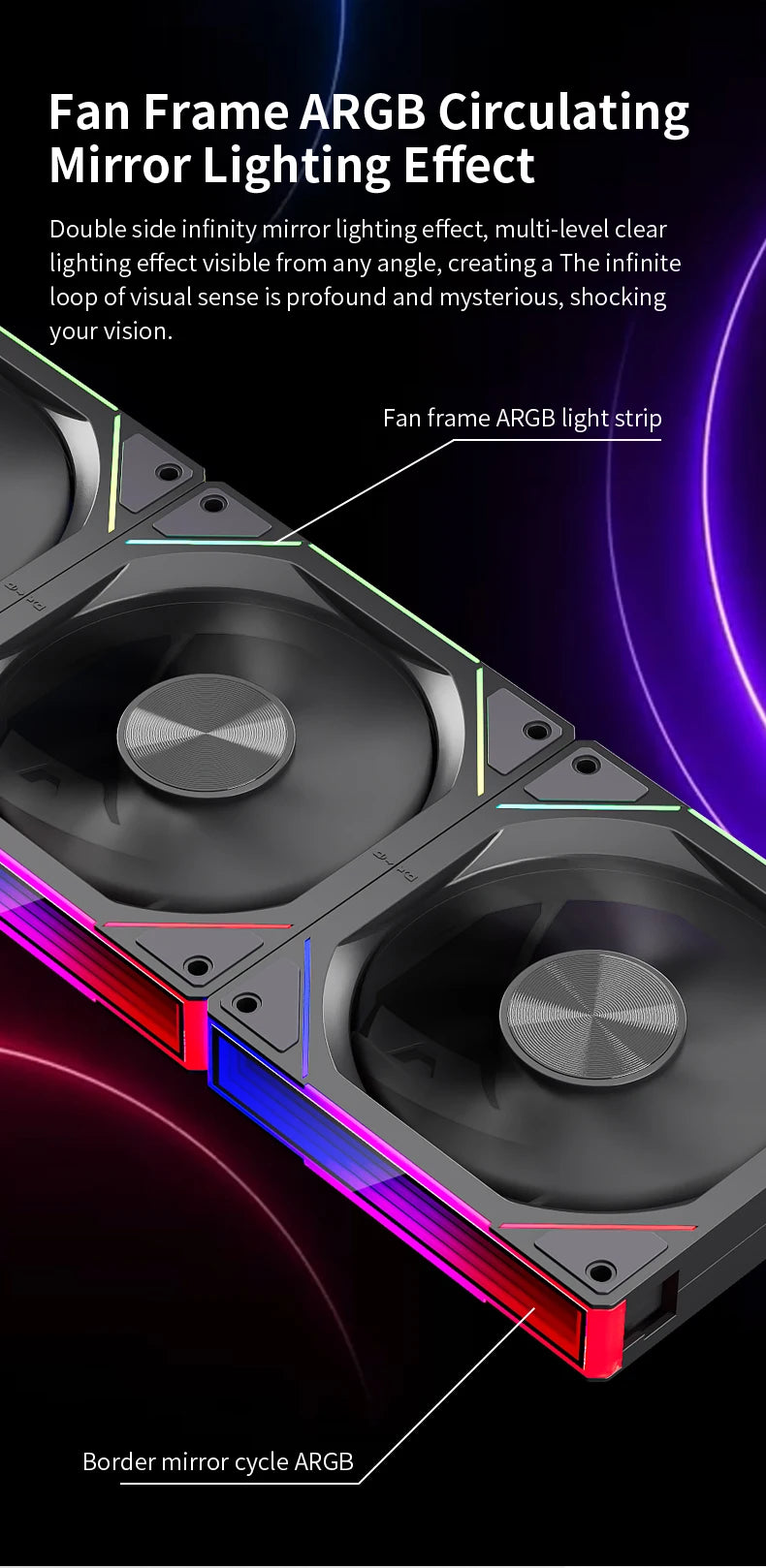 TEUCER JM-5 Wireless Cooling Fan Kit ARGB Light Effect 800-2000RPM Case Fan Compatible with 240 360 Water Cooling Radiator