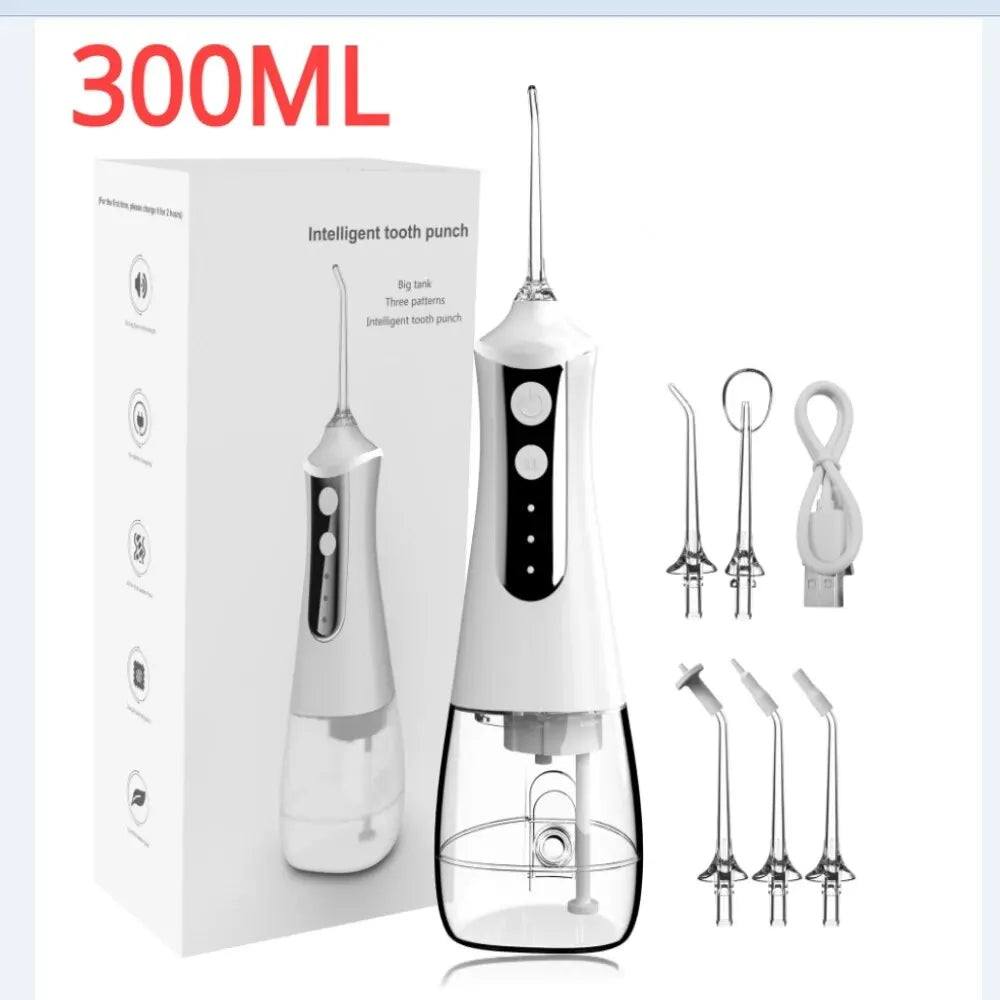 Portable Oral Irrigator Water Flosser Dental Water Jet Tools Pick Cleaning Teeth 300ML 5 Nozzles Mouth Washing Machine Floss