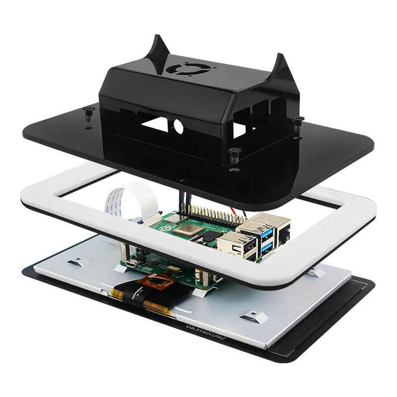 Raspberry Pi 4 Touch Screen Acrylic Case for 7 Inch Display Holder Case Black Monitor Bracket for Raspberry Pi 4B/3B+/3B LCD