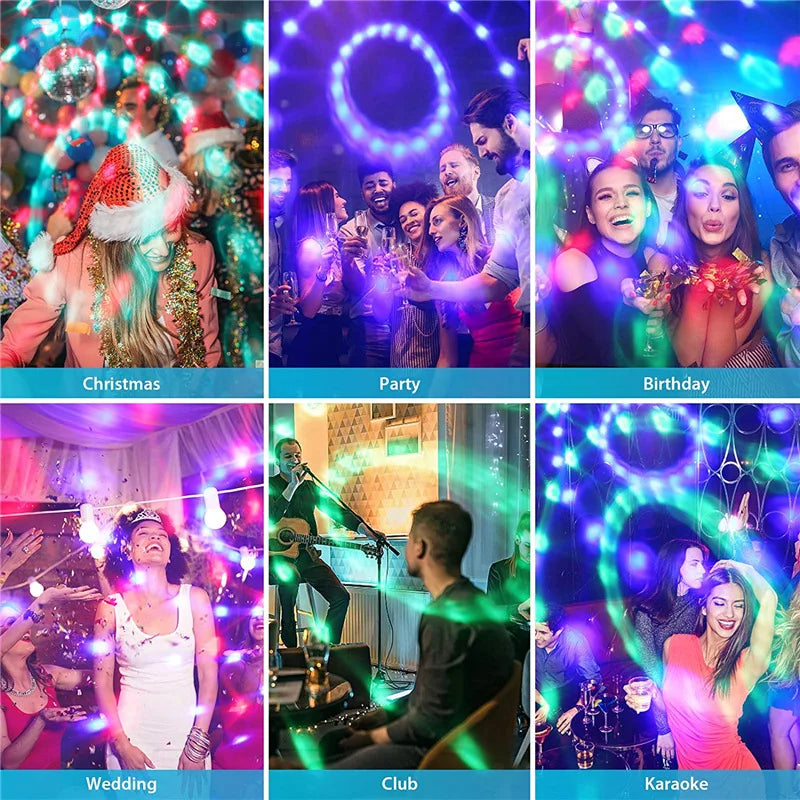 RGB Disco Ball Party Lights DJ Disco Light LED Projector Strobe Lamps Birthday Party Car Club Bar Karaoke Xmas Sound Lights 2024