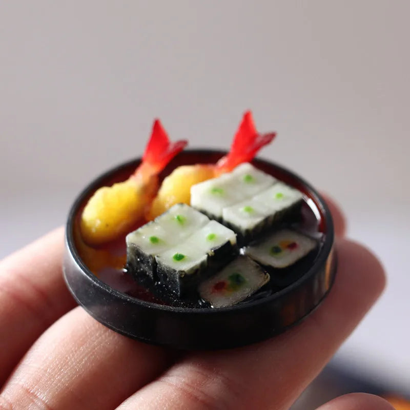 Mini Japanese Sushi Lunch Dish Suits Dollhouse Miniature Items Sushi Set Chopsticks Wine BJD Doll House Kitchen Accessories Food