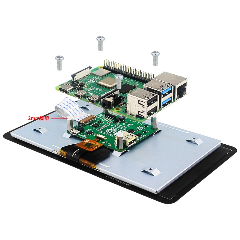 Raspberry Pi 4 Touch Screen Acrylic Case for 7 Inch Display Holder Case Black Monitor Bracket for Raspberry Pi 4B/3B+/3B LCD