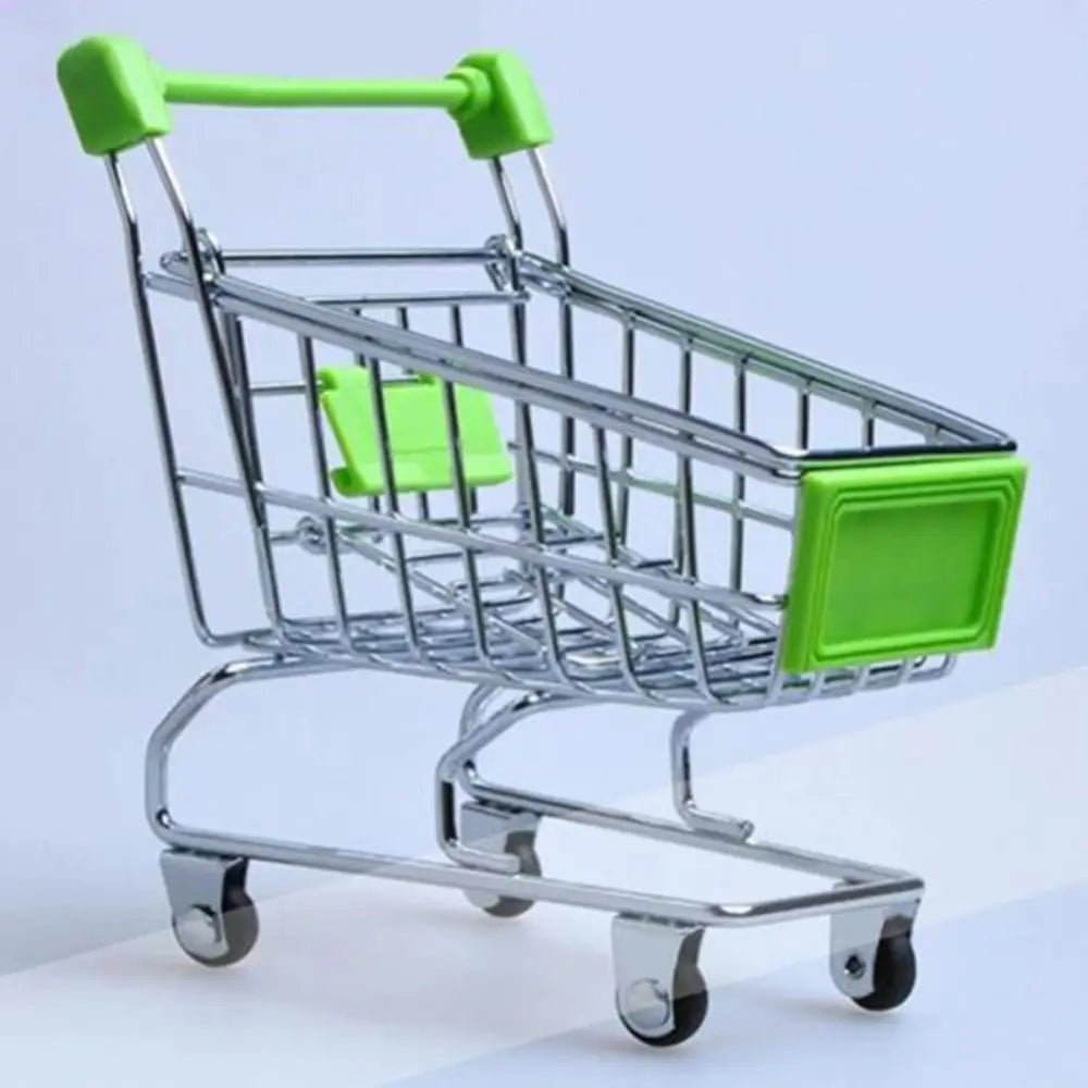 Mini Supermarket Shopping Trolley Cart Desktop Model Children's Toys Home Decoration Miniature