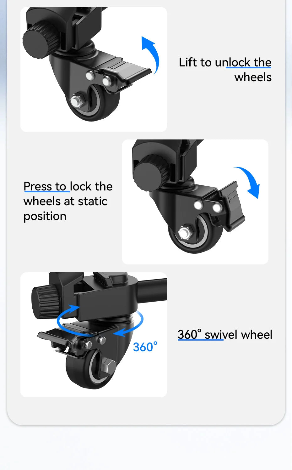 Ulanzi AT-02 Portable Tripod Dolly Kit Quick-moving Tripod Light Stand for Camera Fill Light for Vlog Video Recording